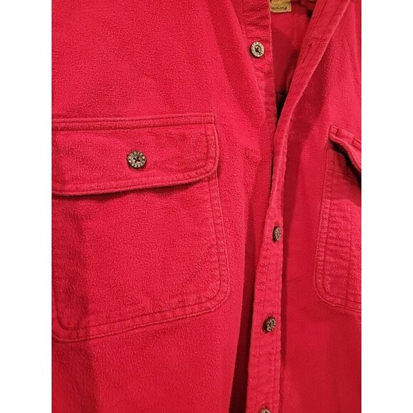 Moose Creek Mens Brushed Cotton Medium Long Sleeve Button Up Red - Picture 4 of 7